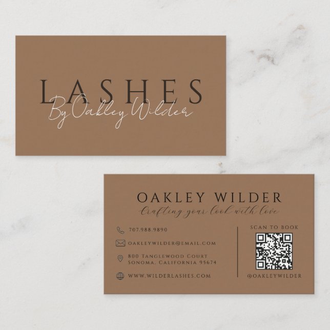 QR Code Makeup Artist Dark Terracotta Business Card (Front/Back)