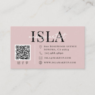 QR Code Makeup Artist Dusty Blush Pink Business Card