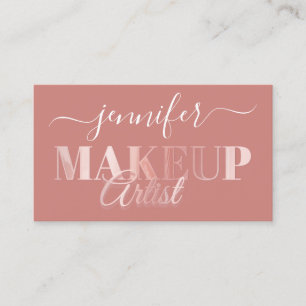 QR Code Makeup Artist Gold Confetti Rose Powder Business Card