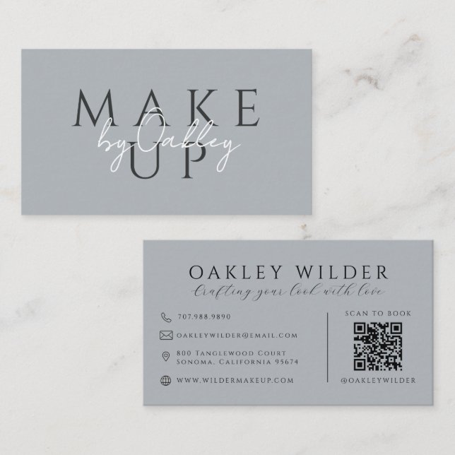 QR Code Makeup Artist Neutral Business Card (Front/Back)