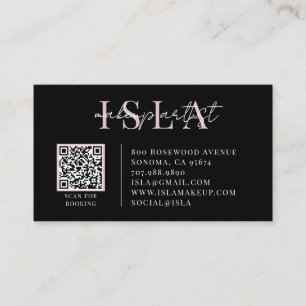 QR Code Makeup Artist Pink Black Business Card