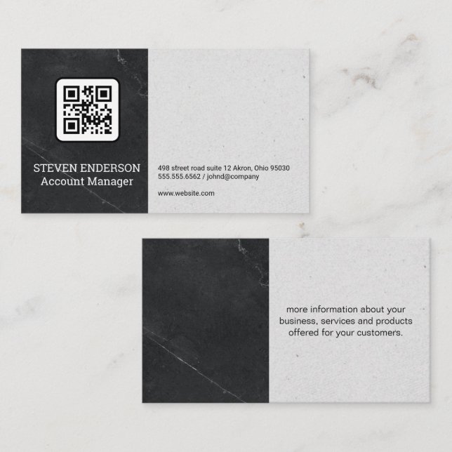 QR code | Marble Luxury Business Card (Front/Back)