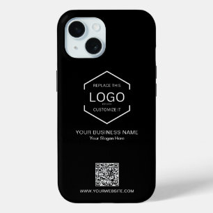 QR Code Marketing Company Logo Black iPhone 15 Case