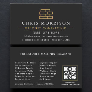QR Code Masonry Brick Mason Business Card