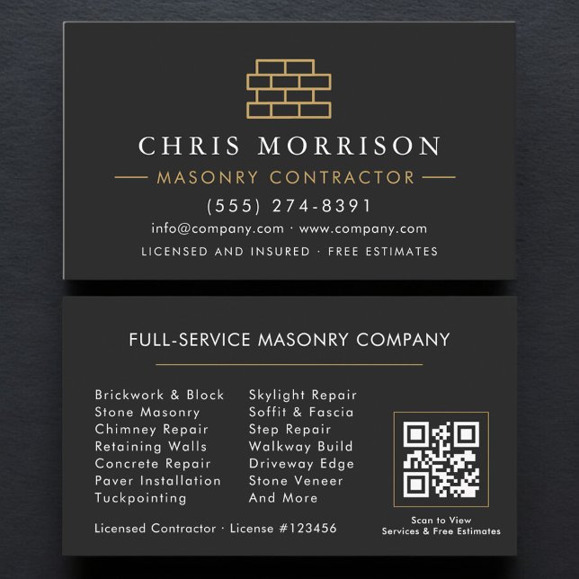 QR Code Masonry Brick Mason Business Card (Creator Uploaded)