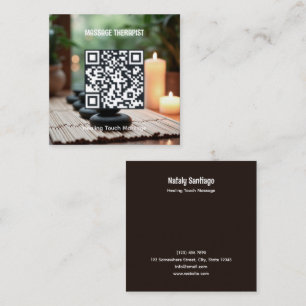 QR Code Massage Therapist Square Business Card