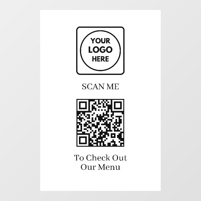 QR Code Menu | Contactless Modern Logo Display Window Cling (Sheet)