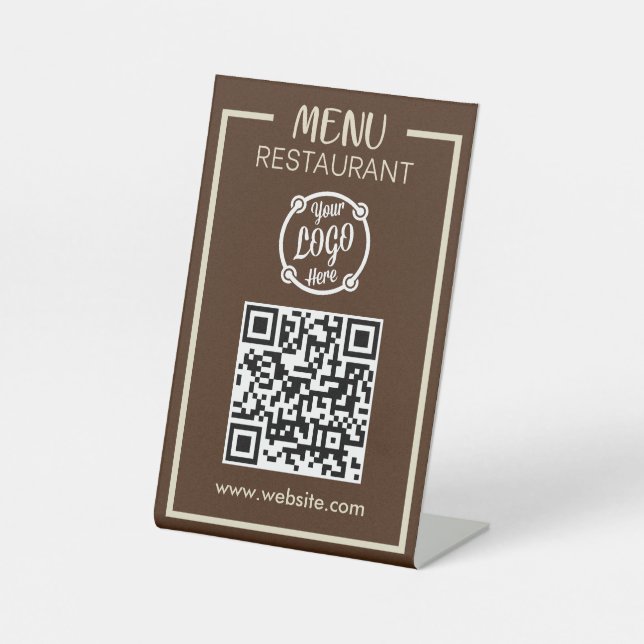 QR Code Menu for Restaurants touchless Modern Pedestal Sign (Front)