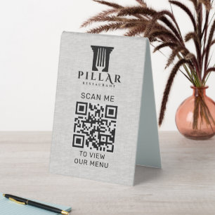 QR Code Menu Gray Linen Custom Logo