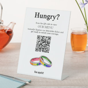 🌈 QR code Menu Intertwined in Pride Pedestal Sign
