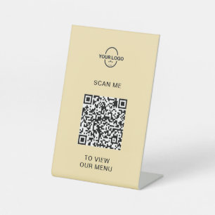 QR Code Menu Logo Contactless Modern Pedestal Si Sign