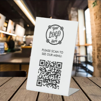 QR Code Menu Logo Contactless Modern restaurant Pedestal Sign