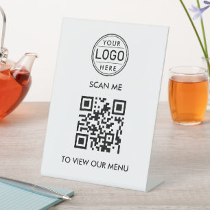 QR Code Menu Logo Modern Pedestal Sign
