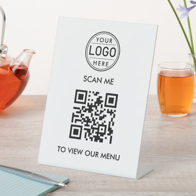 QR Code Menu Logo Modern Pedestal Sign (In SItu)