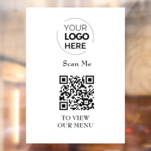 QR Code Menu   Logo White Contactless Modern Window Cling