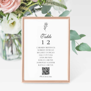 QR Code Menu Minimal Elegant Seating Chart Wedding