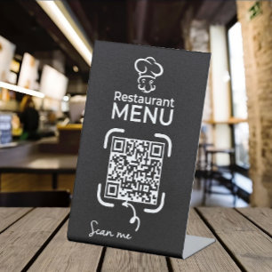 qr code menu modern restaurant business logo pedestal sign