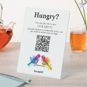 🌈 QR code Menu Rainbow Lovebirds Collection Pedestal Sign