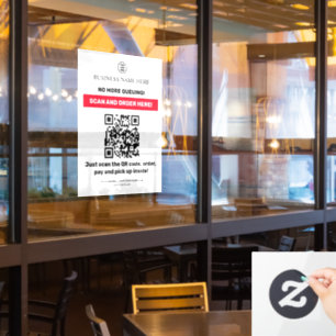 QR Code Menu Scan Order Window Cling