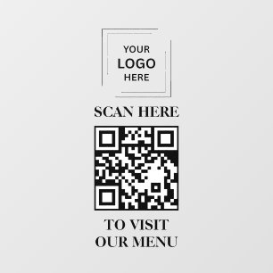 QR Code Menu Vinyl Window Cling Decal Sign