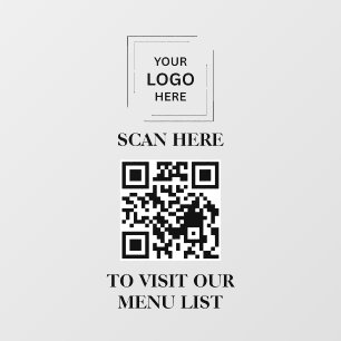 QR Code Menu Vinyl Window Cling Sign