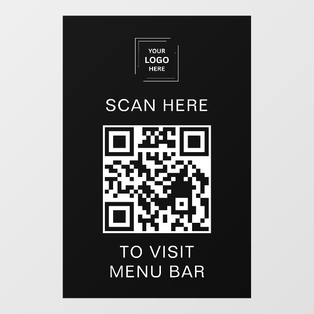 QR Code Menu Vinyl Window Cling Sign (Sheet)