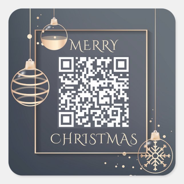 QR Code Merry Christmas Holidays Corporate Modern Square Sticker (Front)