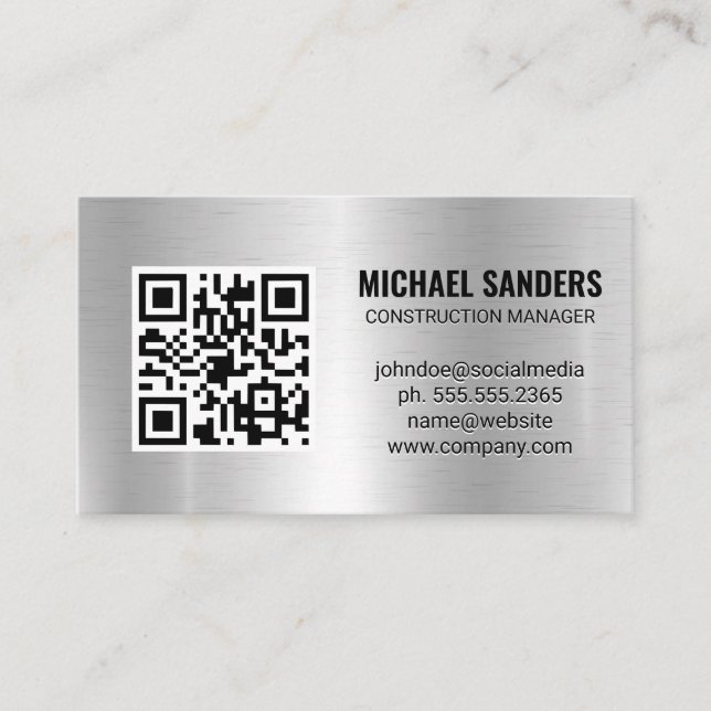 QR Code | Metallic Background Business Card (Front)