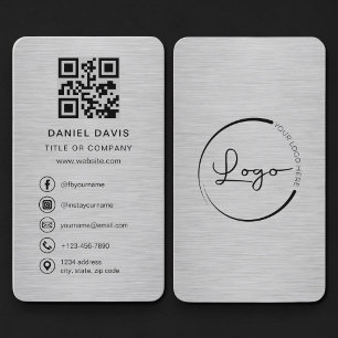 QR Code Metallic Company Logo Business Card