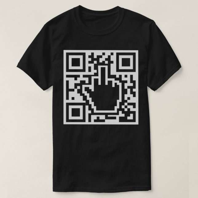 QR Code Middle Finger Green Pass Scan Here T-Shirt (Design Front)