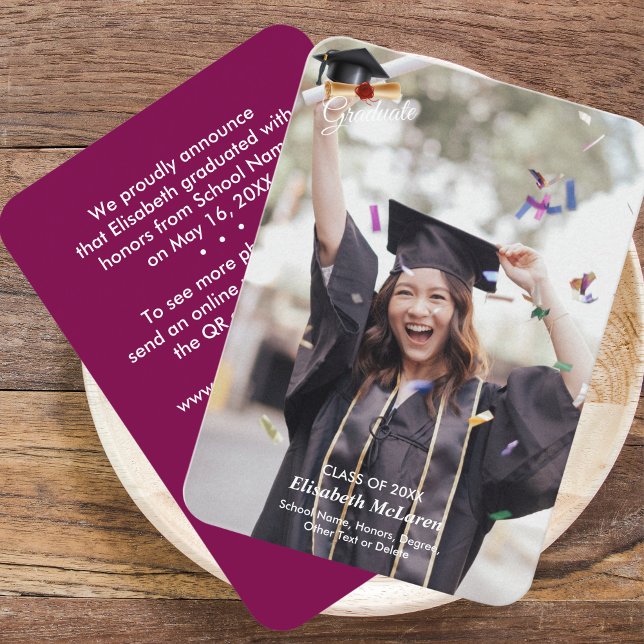 QR Code Mini Graduation Photo Announcement Insert (QR Code Mini Graduation Photo Announcement Insert)