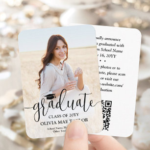 QR Code Mini Graduation Photo Announcement Insert