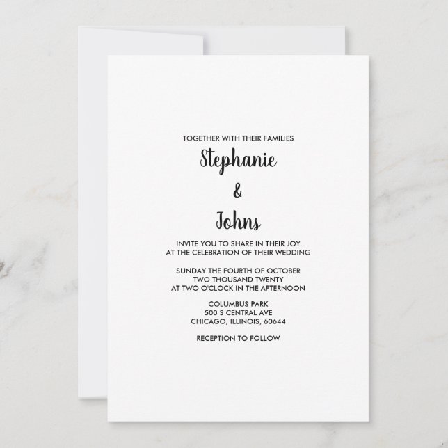 QR Code Minimal Classic Black White 2024 Wedding Invitation (Front)