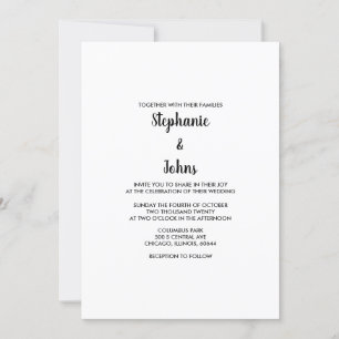 QR Code Minimal Classic Black White 2024 Wedding Invitation