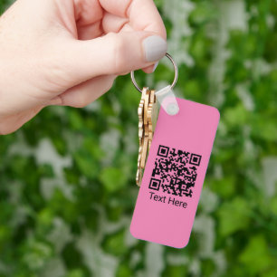 QR Code Minimal Simple Girly Blush Pink with Text  Key Ring