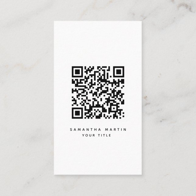 QR Code Minimalist Black and White Business Card (Back)