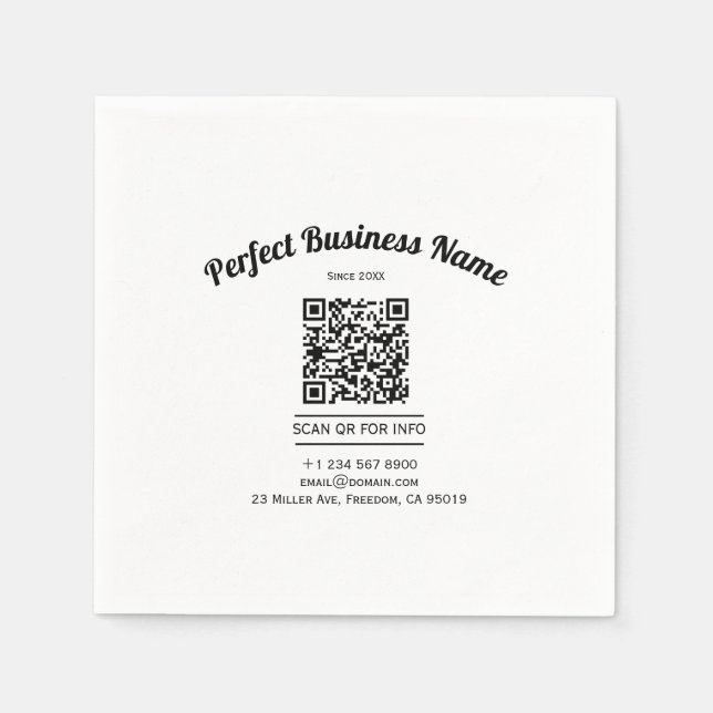 QR Code Minimalist Black And White Simple Clear Napkin (Front)