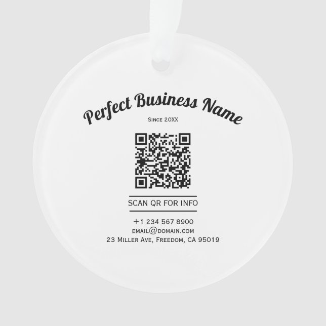 QR Code Minimalist Black And White Simple Clear Ornament (Front)