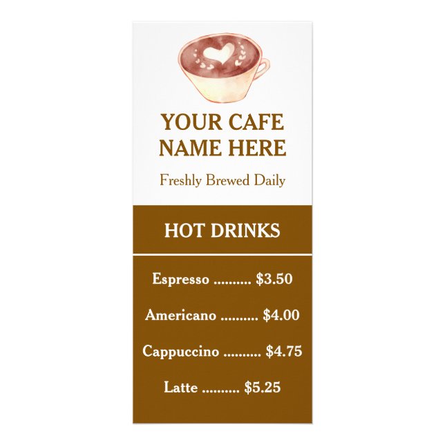  QR Code Minimalist Café Coffee Menu Rack Card (Front)