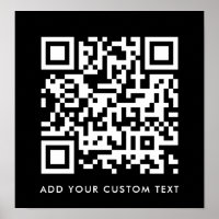 QR Code Minimalist Clean Simple Black Custom Text