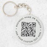 QR Code | Minimalist Clean Simple Grey Budget Key Ring<br><div class="desc">A simple custom grey QR code keychain template in a modern minimalist style which can be easily updated with your QR code,  business name or website and custom text,  eg. scan me to...  #QRcode #keychain #business</div>