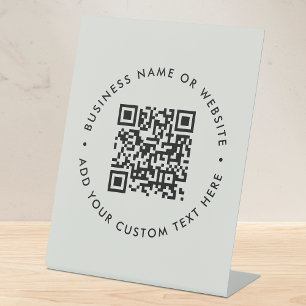 QR Code   Minimalist Clean Simple Grey Business Pedestal Sign