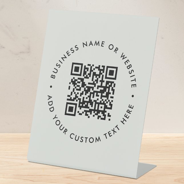 QR Code | Minimalist Clean Simple Grey Business Pedestal Sign (Creator Uploaded)