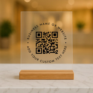 QR Code Minimalist Clean Simple Promotional Acrylic Sign