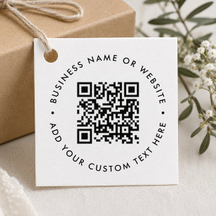 QR Code Minimalist Clean Simple White Budget Favour Tags