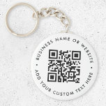 QR Code Minimalist Clean Simple White Budget Key Ring<br><div class="desc">A simple custom white QR code keychain template in a modern minimalist style which can be easily updated with your QR code,  business name or website and custom text,  eg. scan me to...  #QRcode #keychain #business</div>