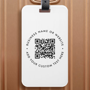 QR Code Minimalist Clean Simple White Business Luggage Tag