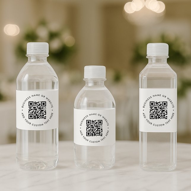 QR Code Minimalist Clean Simple White Business Water Bottle Label (Creator Uploaded)