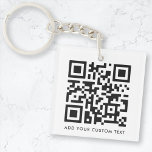 QR Code Minimalist Clean Simple White Custom Text Key Ring<br><div class="desc">A simple custom white QR code keychain template in a modern minimalist style which can be easily updated with your QR code and custom text,  eg. scan me to...  #QRcode #keychain #business</div>