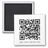 QR Code Minimalist Clean Simple White Custom Text Magnet (Front)